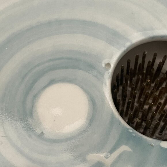 Vintage 2002 Georgetown Pottery Maine Lighthouse Ikebana Round Flower Vase 6" - Picture 3 of 6